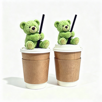 Ours en peluche décoratif pour tasse, en coton PP doux, jouet ours assis Kawaii pour tasses à café, lait, thé, présentation en magasin et cadeau souvenir