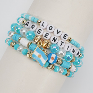 Pulsera Elástica de Arcilla y Cristal con Bandera de País para el <span class=keywords><strong>Mundial</strong></span> de Fútbol 2026, Regalo de Joyería para Mujeres, Hombres, Aficionados al Deporte y Aficionados a los Equipos - Product Image 3