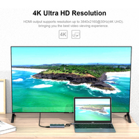 Hub USB-C tout-en-un en alliage d'aluminium Logo personnalisé Adaptateur 4K30hz HD USB 3.0 Lecteur de carte Gigabit Ethernet 8-En-1 Docking Station"