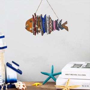 Décoration murale rustique artisanale <span class=keywords><strong>de</strong></span> style côtier, poisson en bois flotté, décor nautique, nature morte, Pâques, pour espace commercial, <span class=keywords><strong>salle</strong></span> <span class=keywords><strong>de</strong></span> <span class=keywords><strong>bain</strong></span>, décorations océaniques - Product Image 2