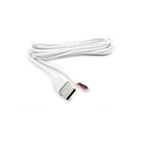 Cable USB 2.0 de grado médico, blanco, TPE, de 2 m, con conector macho a cable estañado abierto, OD3.5, 4 núcleos, blindado, para alimentación USB, corriente de 1A