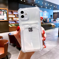 Coque de protection antichoc transparente avec fente pour carte d'identité et carte bancaire pour iPhone 17 16 15 14 13 12 11 Pro Xs Max Mini 16e X XR en silicone
