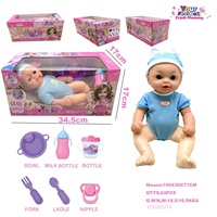Poupée bébé de 14 pouces, adorable poupée qui boit de l'eau et fait pipi, poupées bébé nouveau-né, corps en PP, main en vinyle, compagnon réconfortant, jouet pour bébé