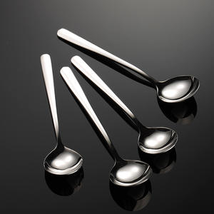Высококачественная металлическая серебряная ложка для кофе с логотипом на заказ, 316 круглая суповая ложка из нержавеющей стали - Product Image 1