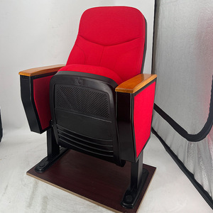Chaise en plastique Yi Jian avec revêtement en tissu rouge, pieds en aluminium et tablette d'écriture, pour les écoles et les hôpitaux, chaises en rangée - Product Image 3