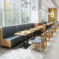 Ensemble de Banquettes Courbes et Rondes, Canapé pour Café, Bois, Meubles Commerciaux pour Restaurant, Table et Chaises, Aménagement de Box