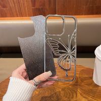 Coque de téléphone antichoc en TPU transparent haute sensibilité style Ins pour 16promax, motif papillon scintillant à effet vague d'eau