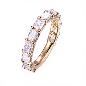 Anillo de Eternidad Unisex de Plata 925 con Baño de Oro Rosa y Moissanita Corte Marquesa, Engaste Pavé, Clásico para Compromiso - Product Image 3
