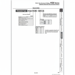 นิวเมติกส์แบบสัมผัสเดียว KQ2H10-G02A ชิ้นส่วนนิวเมติก SMC - Product Image 1