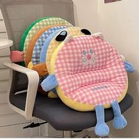Coussin de siège rond en peluche motif animal de dessin animé, doux, lavable, décoratif pour la maison, le bureau, la voiture, le canapé - Vente en gros