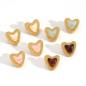 Heart Shaped Resin <b>Stud</b> <b>Earrings</b> 18k Gold Plated For Women Elegant Fashion Jewelry - Product Image 3