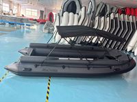 Bateau pneumatique à moteur 15,4 pieds pour 8 personnes avec pare-soleil pliable, support pour cannes à pêche et support d'ancrage pour bateau d'accompagnement de yacht, fabriqué en Chine, faible MOQ