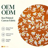 Tissu en toile de coton 8 oz imprimé numériquement sur mesure, motif floral marguerite orange brûlé, 1 m minimum pour sacs, coussins, textiles de maison et artisanat
