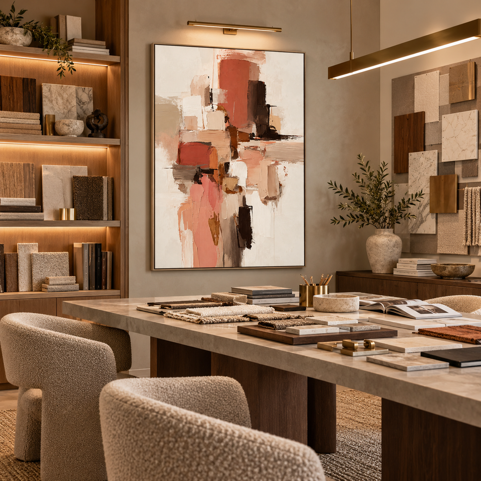 Terracotta Peach Abstract Oil Painting on Canvas Hand Painted Textured ...