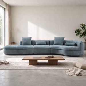 Sofá Modular en Forma de Arco, Chaise Longue, Cojín Suelto, Almohada de Apoyo, Perfil Bajo, Moderno, para Sala de Estar, Hotel, Villa, Dormitorio - Product Image 1