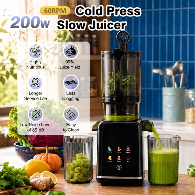 HGM Electric Juicer Extractor Machine Cold Press Slow Juicer Fruit Vegetable Orange Juicer Machine Low Noise Factory Wholesale