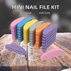 Mini lima de uñas de doble cara, bloque de pulido colorido con patrón recto para pulir uñas, herramienta de manicura y pedicura para salón - Product Image 3