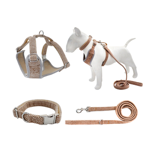 Ensemble de harnais et de laisse pour chien en tweed tactique réglable, doux et confortable, à carreaux d'hiver, sans traction, avec sac à dos, nouveauté 2025 - Product Image 3