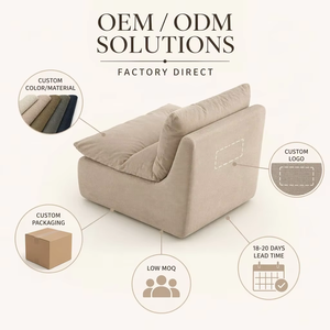 Chaise longue modulaire de loisirs sans cadre, en tissu velours côtelé, <span class=keywords><strong>mousse</strong></span> <span class=keywords><strong>polyéther</strong></span> haute densité, emballage sous vide, vente en gros OEM - Product Image 5
