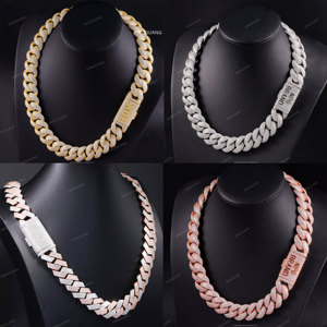 Cadena <span class=keywords><strong>de</strong></span> Eslabones Cubanos <span class=keywords><strong>de</strong></span> Lujo con Diamantes <span class=keywords><strong>de</strong></span> Moissanita VVS <span class=keywords><strong>para</strong></span> Hombre, 22mm <span class=keywords><strong>de</strong></span> Ancho, Chapada en <span class=keywords><strong>Oro</strong></span> <span class=keywords><strong>de</strong></span> 18k, <span class=keywords><strong>Plata</strong></span> Maciza, Joyería Masculina - Product Image 4