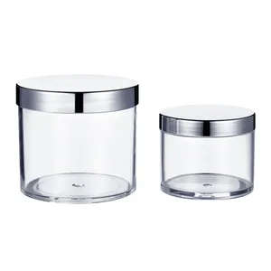 60g 120g 300g Transparent plastic jar with silver screwl id for cosmetics