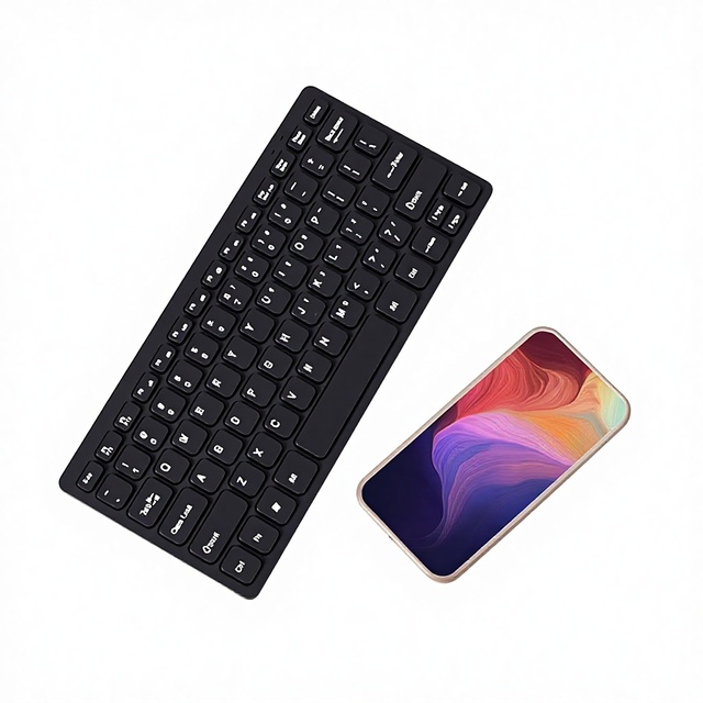 K1000 Chocolate 78-Key Mini Slim Capacitive Wired Keyboard Multimedia Lightweight Portable Laptop PS/2 External No Wrist Support