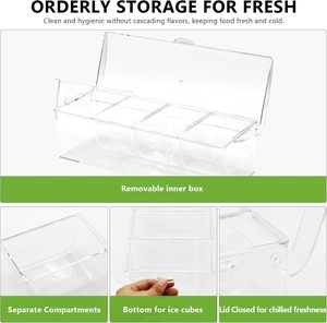 Contenedor Grande de Plástico Refrigerado para Condimentos con 5 Recipientes para Conservación de Frescura, Ideal para Bares y Fiestas - Product Image 5
