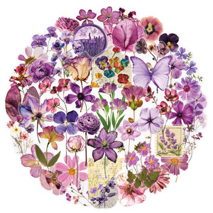 50 Pegatinas Decorativas Transparentes con Diseño Floral <span class=keywords><strong>Morado</strong></span> para Ventanas, Botellas, Decoración Estética, Pegatinas de Lavanda para Marcapáginas - Product Image 2