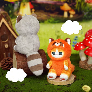 Niedlicher Cartoon Mofusand Katze Hai-Katze zieht kleinen Waschbär Eichhörnchen Plüschpuppe Schlüsselanhänger Anhänger - Product Image 5