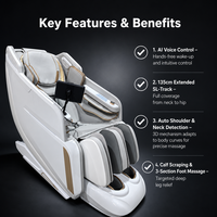 Fauteuil de massage intelligent à commande vocale IA, écran tactile TFT, massage des mollets, compresse chaude, zéro gravité pour une relaxation corporelle complète