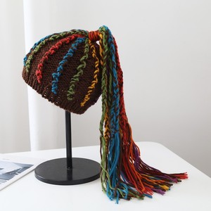 Chapeaux chauds unisexes pour l'automne et l'hiver, faits à la main, tissés, style hip-hop ethnique, chapeau <span class=keywords><strong>dreadlocks</strong></span>, <span class=keywords><strong>bonnet</strong></span> style automne - Product Image 2