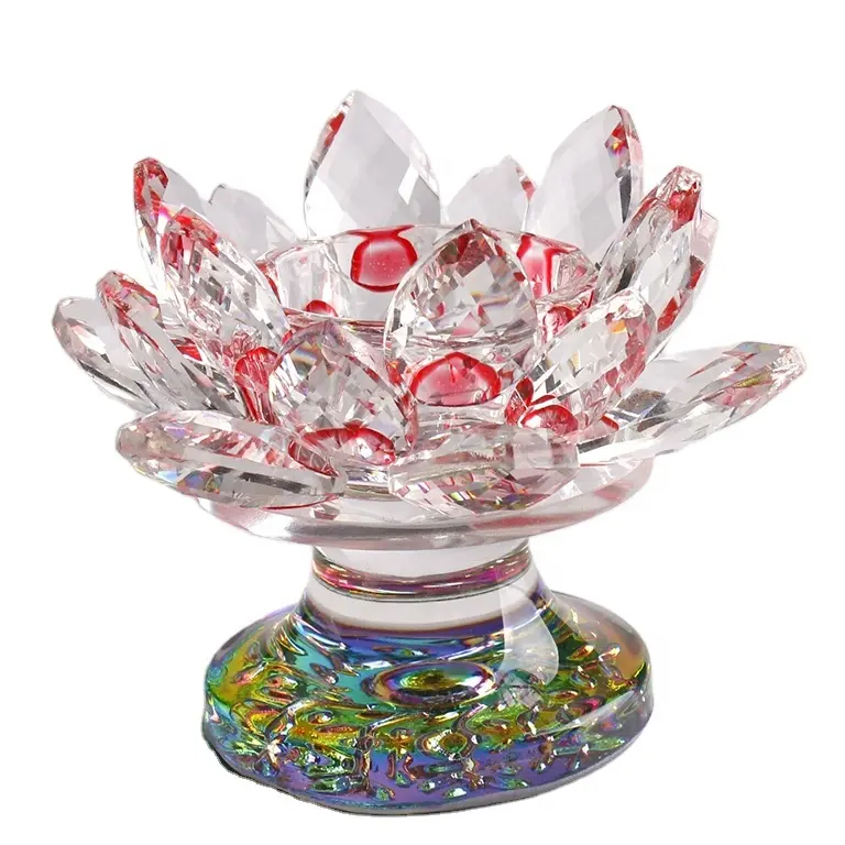 Homyl Buddhistische Lotus Kristall Teelichthalter 8x5cm Multi