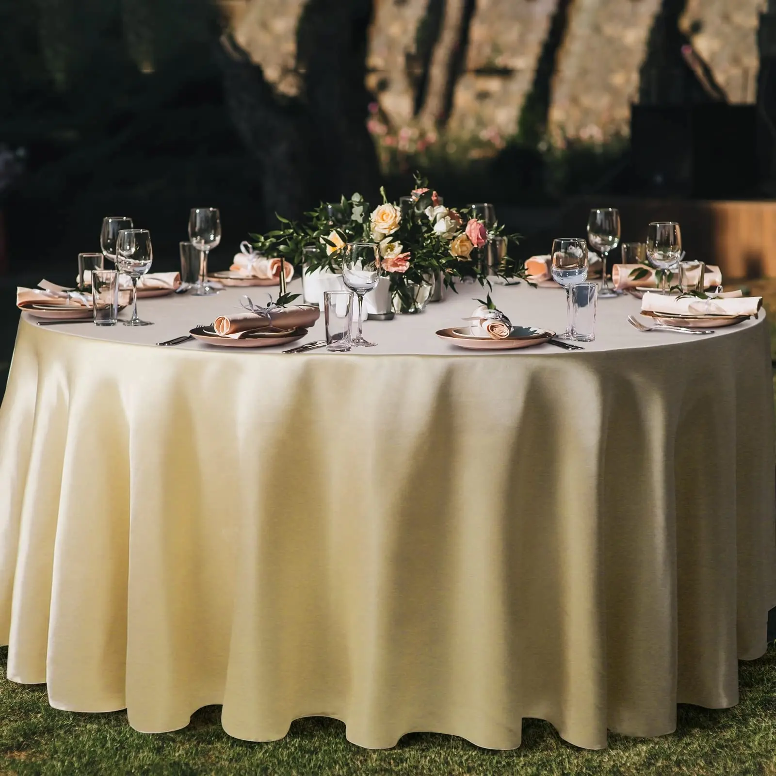 عالية الجودة الحديثة الزفاف مفرش طاولة الشمبانيا الملونة السلس النسيج مأدبة جولة الجدول غطاء