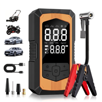 Démarreur de voiture 2-en-1 avec compresseur d'air, courant de crête 1000A, 6000mAh, 14.8V, gonfleur de pneus 150PSI max, pression en temps réel, urgence
