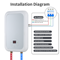 Nouveau modèle d'appareil électroménager pour la douche et la cuisine, 3500 W, 220 V, température réglable, chauffe-eau instantané électrique