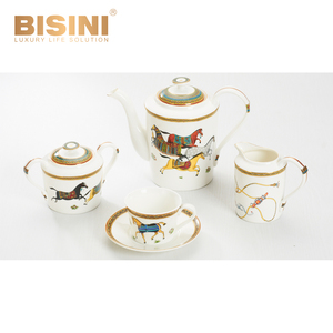 24K <span class=keywords><strong>oro</strong></span> europeo de cerámica de porcelana tarde café taza de té olla <span class=keywords><strong>en</strong></span> diseño de leopardo - Product Image 3