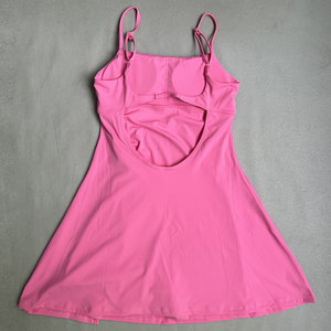 Logo kustom rok tenis empuk seksi wanita tali dapat diatur gaun Golf belahan belakang berongga pakaian olahraga Badminton - Product Image 4