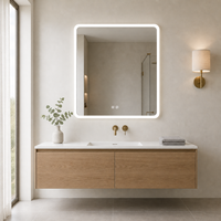 Miroir de salle de bain LED intelligent avec capteur tactile, anti-buée, sans cadre, mural, éclairage périphérique, miroir de maquillage lumineux pour hôtel