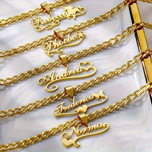Collana con nome personalizzato collana cubana in acciaio inossidabile placcato oro collana regalo personalizzata <span class=keywords><strong>per</strong></span> le ragazze - Product Image 4