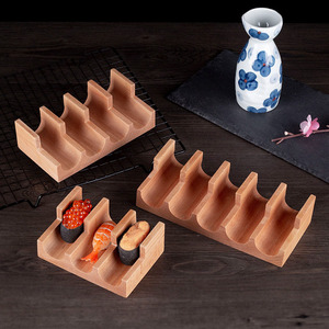 Porte-rouleau à main pour sushi, 1 2 3 4 5 cavités, plateau <span class=keywords><strong>Temaki</strong></span>, bois, noyer - Product Image 1