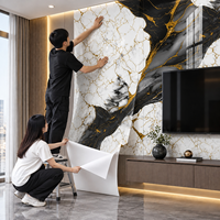 Papier peint adhésif en marbre blanc, noir et or, feuilles en mousse PET XPE de 1,8 mm pour la rénovation de la chambre à coucher