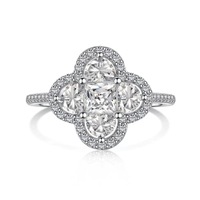 Bague élégante en cuivre et zircon, style trèfle à quatre feuilles, pour femmes, vente en gros d'usine de bijoux