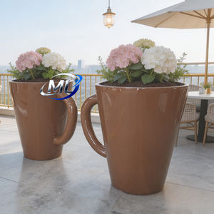 Jardinière en fibre de verre personnalisée grande taille en forme de tasse à café, grand pot à plantes, pot de café en FRP pour place publique, pot paysager public - Product Image 6