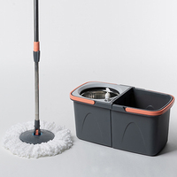 Ensemble serpillière microfibre rotative 360° avec seau auto-essoreur, outil de nettoyage mains libres pour sols humides et secs, idéal pour la maison