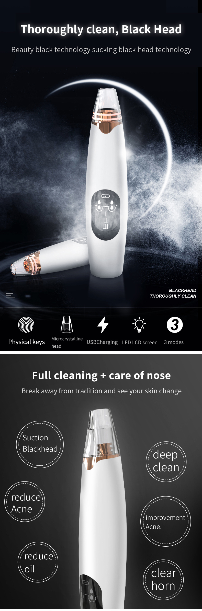 T Zone Whitehead Blackhead Control Black Head Remover Cleansing Vacuum Suction Instrument Apparatus Extractor Machine Aspirator