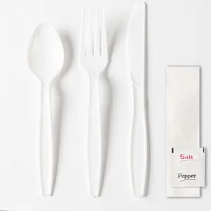 Produsen Cina sendok garpu sekali pakai pisau sendok sendok garpu Set dengan logo disesuaikan dibungkus