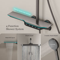 Ensemble de Douche Synchro Or Élégant : Colonne Thermostatique à Double Fonction avec Affichage LED et Pomme de Douche Pluie