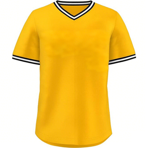 Prix usine bouton Baseball uniforme Sublimation plaine blanc séchage rapide Sport chemise col en V Baseball Jersey - Product Image 3