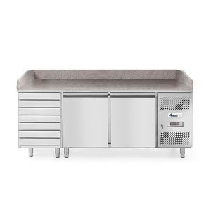 Attrezzatura di Refrigerazione per Cucina Commerciale 2020x802x(H)1000mm Banco Pizza a 2 Porte 7 Cassetti 280L Arktic 250L 230V/250W - Product Image 1