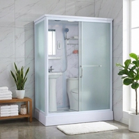 Salle de bain intégrée YEETE, design luxueux tout-en-un, cabine de douche rectangulaire 8 mm, idéale pour hôtel, dortoir, salle d'isolement